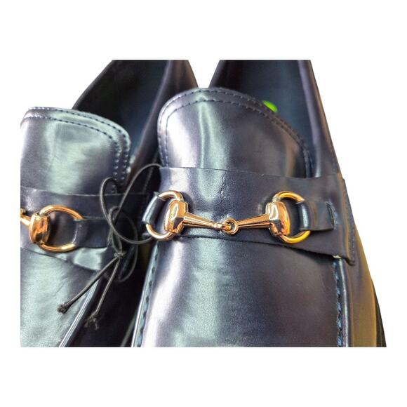 NEW Mossimo Women's Beacon Navy Blue Leather Loafers with Gold Buckle(Size: 9.5) - Picture 4 of 8